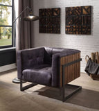 Antique Ebony and Rustic Oak Tufted Accent Chair B062P209163