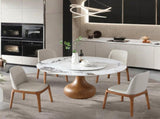 5pcs Modern Marble Dining Table, 59" Round Sintered Stone Table for Dining Room, Kitchen, Dinette, 18781274