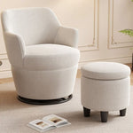 ZUN 360&deg;Swivel Accent Chair with Ottoman, Lounge Sofa with Nail Trim, Living Room Chairs, Bedroom Chair, W2113P237038