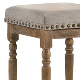 Beige and Weathered Oak Nailhead Trim Counter Height Stools B062P181300
