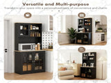 Freestanding Cabinet,Kitchen Pantry Storage Cabinet,Large Countertop, Glass Doors and Adjustable T3971P416309