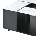 ZUN Modern 2-layer Coffee Table with Casters, Square Cocktail Table with Removable Tray, UV High-gloss 25921441