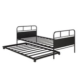 Metal Daybed Platform Bed Frame with Trundle Built-in Casters, Twin MF189577AAB