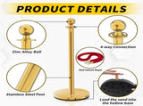 4PCS Gold Stanchions Posts with 3PCS 5 ft Red Velvet Rope, Red Velvet Rope Stanchion Set Crowd 82790291
