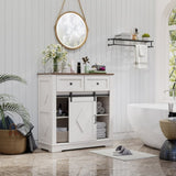 39" Sliding Barn Door Buffet Sideboard Cabinet Coffee Bar with and 2 Drawers, Coffee W2948P245259