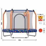 55-inch Trampoline for Kids Indoor & Outdoor Small Toddler Trampoline with Basketball Hoop W1163P288486