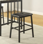 ZUN Black Metal Finish 3pc Counter Height Set Table and 2 Stools, Faux Marble Tabletop, Faux Leather B011P246322