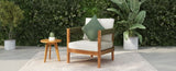 Acacia Wood Outdoor Club Chair with Handwoven Rope Accents & Curved Backrest - Water-Resistant Boho N767P265743A