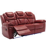 Home Theater Seating Manual Recliner Chair with Center Console and LED Light Strip for Living Room, WF310727AAJ