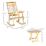 ZUN 2 Pieces Wood Patio Bistro Set, Outdoor Rocking Chair Set with Armrests High Back Rocking Chair W2225142477