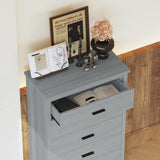 ZUN Retro American Country Style Wooden Dresser with 5 Drawer, Storage Cabinet for Bedroom, Light Gray WF324089AAE