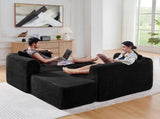 114" Cloud Sectional Couch with L-Shape Chaise, Modular Sofa with Movable Ottoman, Upholstered W1117P371650