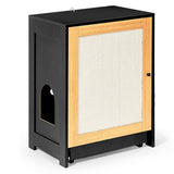 ZUN Cat Litter Box Enclosure, Hidden Cat Washroom, Kitty End Table, Litter cabinet with sisal door,Black W1687P181553