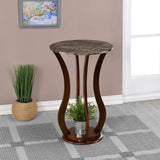 Brown Round Accent Table with Faux Marble Top B062P145501