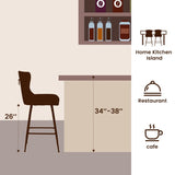 Bar Stools Set of 2, Velvet Counter Height Bar Stools with Metal Legs, Button Tufted and Nailheads T3623P363044