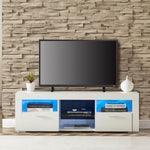 ZUN White morden TV Stand with LED Lights,high glossy front TV Cabinet,can be assembled in Lounge Room, W67936012