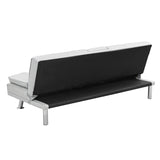 ZUN Sofa Bed with Armrest two holders WOOD FRAME, STAINLESS LEG, FUTON WHITE PVC W2297P164962