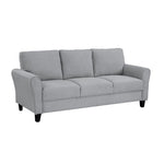 ZUN Modern 1pc Sofa Dark Gray Textured Fabric Upholstered Rounded Arms Attached Cushions Transitional B01146750