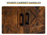 Rotted Wood Finish Embossed Fireplace TV Stand, 179*35*57.5cm, Particle Board, 4 Doors & 2 Shelves, 51173242