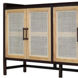 TREXM Rustic Sideboard with Decorative Rattan Doors and Adjustable Shelves for Entryway, Dining N715P203848D