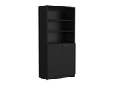 2-Door Bookcase with Upper Shelves, Black B097P167423