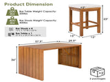 5 Piece Outdoor Set, Patio Acacia Wood Height Table & Four Stools with Cushions, Wood Dining 88788867