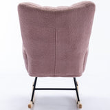 ZUN Rocking Chair Pocket, Soft Teddy Fabric Rocking Chair for Nursery, Comfy Wingback Glider Rocker W137294659