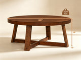30 Inch Round Farmhouse Coffee with Pine Wood Legs, 2.6" Thicktop Stable X-Base Accent 01816248