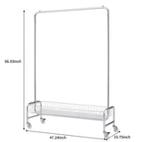 Garment Rack with Basket on Wheels Rolling Clothes Rack for Hanging Clothes Heavy Duty Garment W1903P203897