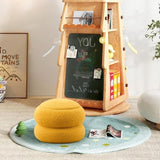 Storage Ottoman, Round Teddy Velvet Footrest with Tray, Macaron-Shaped Stool, Modern Side Table, 72119708