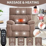 ZUN Brown Heat Massage Dual Motor Infinite Position Up to 350 LBS Large Electric Power Lift Recliners W1803P264024