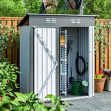 ZUN 5 X 3 Ft Outdoor Storage Shed, Galvanized Metal Garden Shed With Lockable Doors, Tool Storage Shed W1212110294