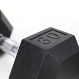 30LB HDRS Rubber Coated Solid Cast Iron Dumbbell with Contoured Chrome Handle, Hexagon 56723902