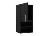 Medicine Single Door Cabinet 31"H, Two External Shelves, Two Interior Shelves, Black B097132933
