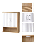Bathroom Wall Cabinet with Double - Door, Bottom Wavy - Patterned Doors, Adjustable Inner W3151P288945
