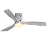 ZUN 52 Inch Wooden Ceiling Fan With 18W Led Light 3 Solid Wood Blades Remote Control Reversible DC Motor W882P195899