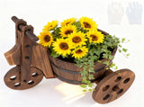 Wooden Raised Garden Bed Farmhouse Style Wooden Plant Trolley, Metal Band Reinforced Decorative 60355224
