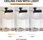 ZUN 23 Inch Bedroom Ceiling Fan With 3 Color Dimmable 3 ABS Blades Remote Control DC Motor Black With 30466894