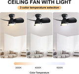 23 Inch Bedroom Ceiling Fan With 3 Color Dimmable 3 ABS Blades Remote Control DC Motor Black With W882P146322
