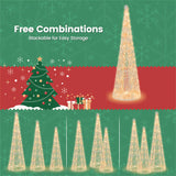 3-Piece Pre-Lit Christmas Cone Trees - 90 Warm White LEDsStar Beaded Strings, Waterproof, 04796158