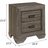 Weathered Grey Grain 2-drawer Nightstand B062P181323