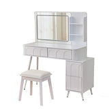 Modern Makeup Vanity Desk with LED Lights & Mirror, 4 Drawer Dressing Table Set with Stool, 3 Colors N844P257529A