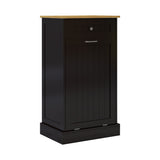 One Drawers and One-Compartment Tilt-Out Trash Cabinet Kitchen Trash Cabinet-Black W1120127325
