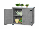 Potting Bench with Storage Cabinet and Metal Table Top for Outdoor Patio,Outdoor Work Station Table 23479910