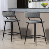 ZUN 26'' Counter height bar stools PU cover kitchen island counter bar stool with black powder coating W2215P196281