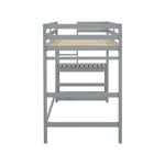 ZUN Twin Size High Loft Bed with Ladder landing Platform, Ladders, Guardrails,Grey W504119724