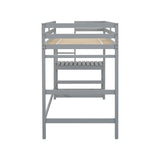 ZUN Twin High Loft Bed with Ladder landing Platform, Ladders, Guardrails,Grey 48977205