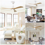 ZUN 52" Ceiling Fan with Lights Remote Control,Quiet DC Motor 3 Blade Ceiling Fans 6 Speed W1592122606