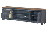 84 in TV Stand for TVs up to 90 inches, No Assembly Required, Corduroy Blue Finish B108P193070