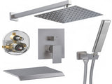 Male NPT Shower Faucet Set, Waterfall Shower System for Bathroom, High Pressure 10" Rain Shower Head 91822021